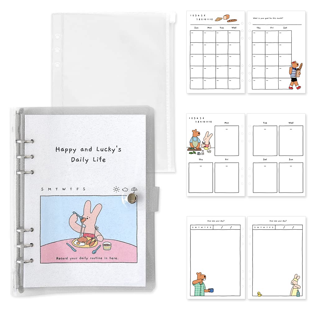 Happy Rocky Dialy！！ Monolike A5 Happy and Lucky Diary Set, Lunch time - Academic
